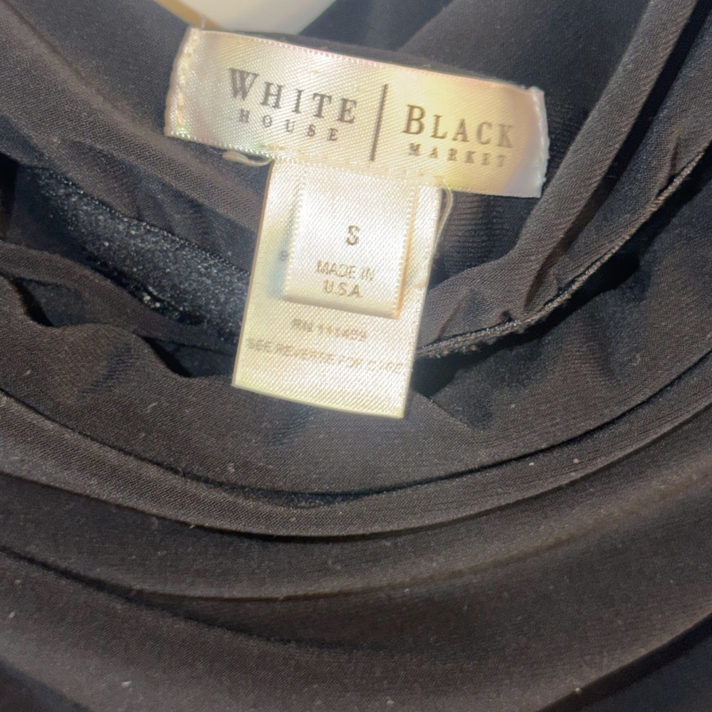 White House Black Market Black Jumpsuit (S) Ruched Wide Leg Elegant Evening - Picture 5 of 5
